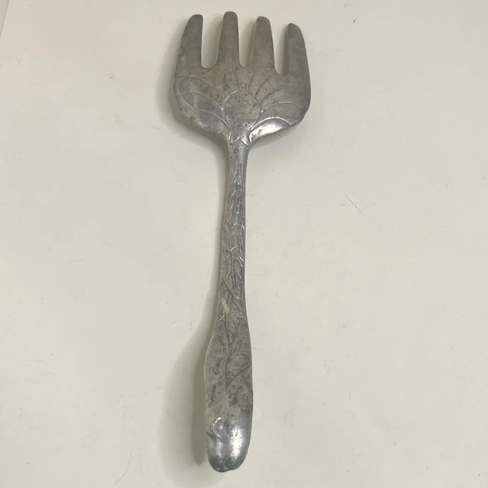 Vintage | Decorative Pewter Salad Servers Set